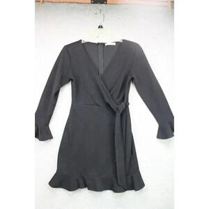 R. Vivimos Winter Long Sleeve Mini Sweater Dress-Ruffles-Small(4-6)-V Neck